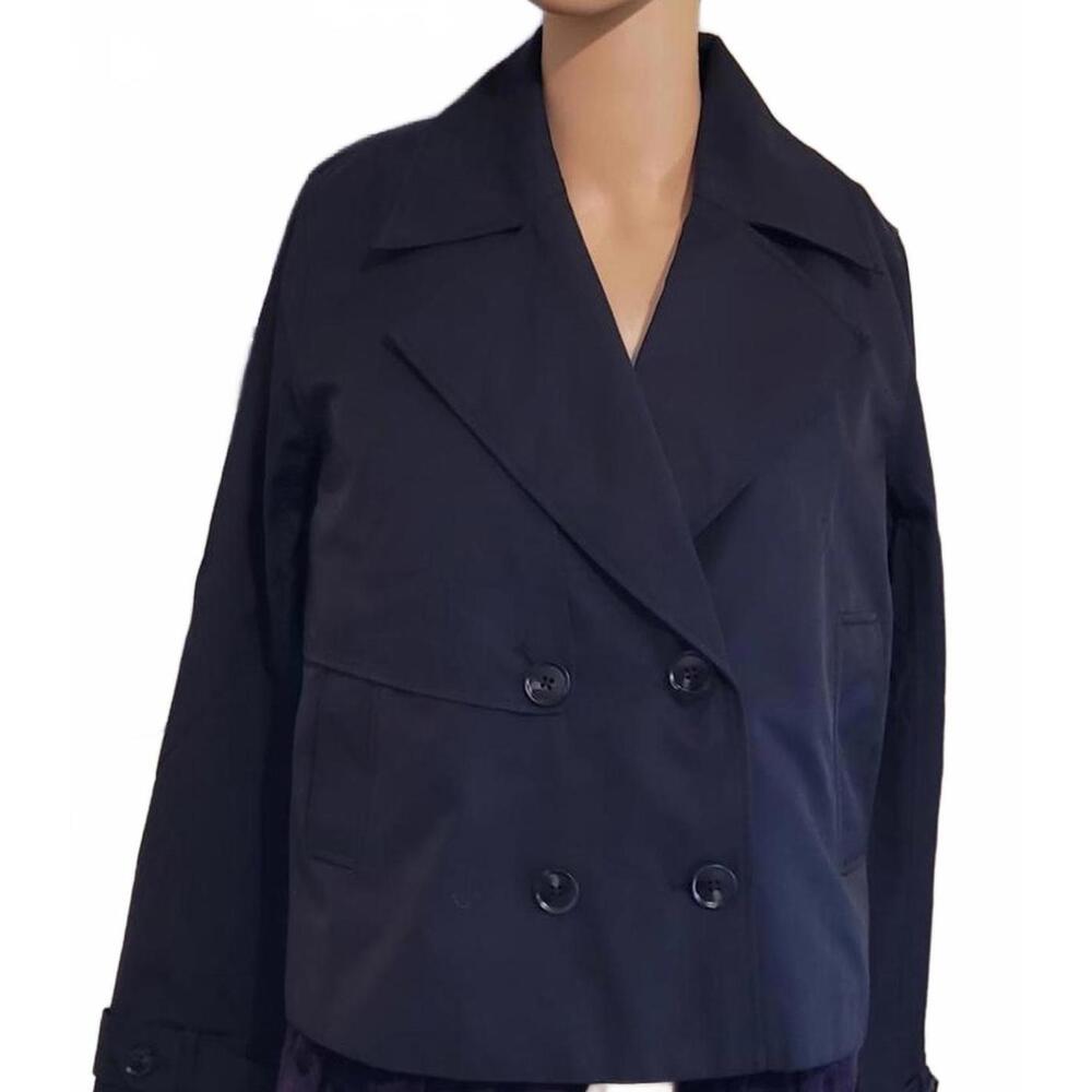 The DROP Beige Crop Double Breasted Fashion Women's Trench Coat Size Small